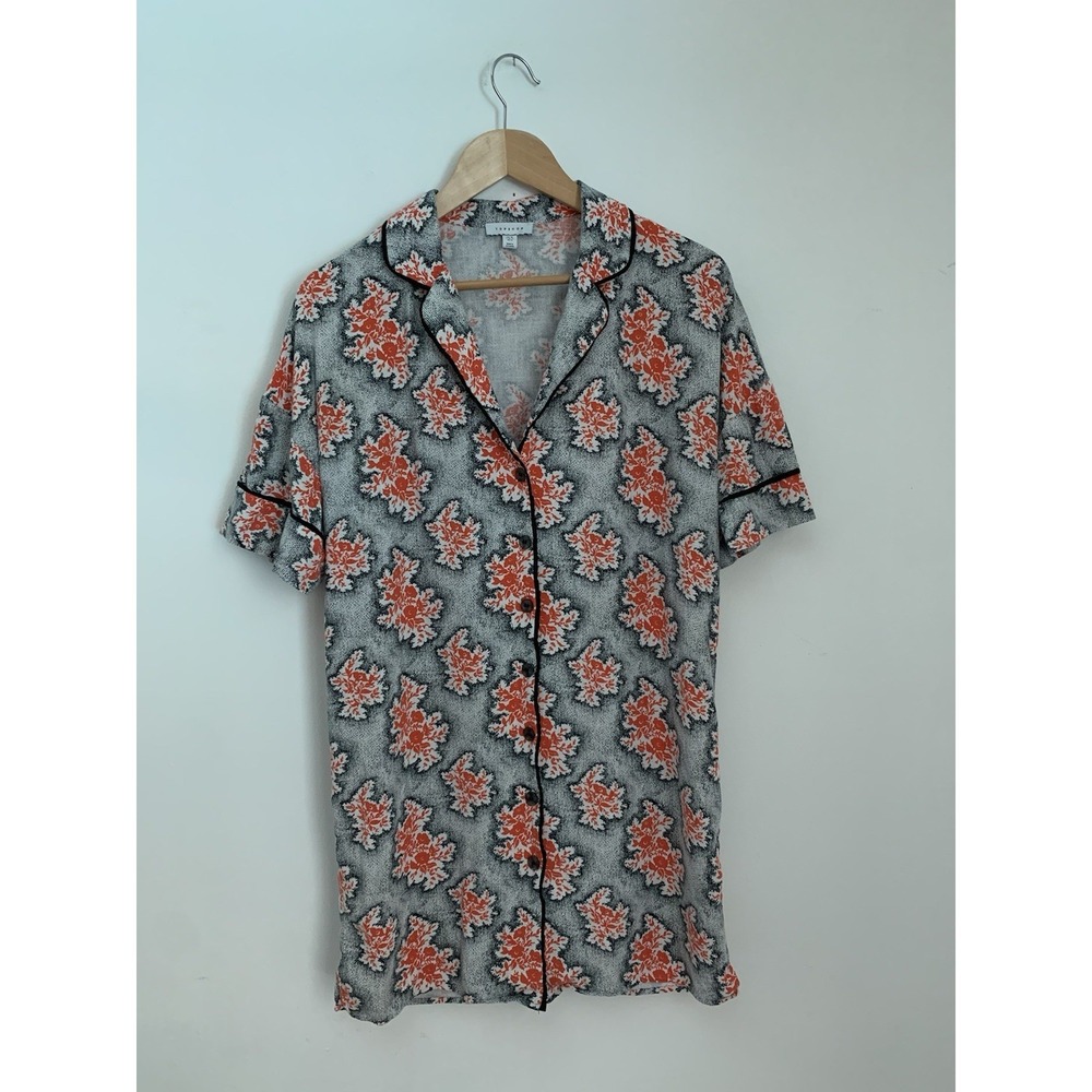 Topshop T-Shirt Dress Kimono Floral SZ US 6 Button Down Skater Resortwear Cabana